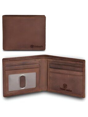 Genuine Leather RFID Blocking Handmade Bifold Wallet for Men - Slim Mens Wallet